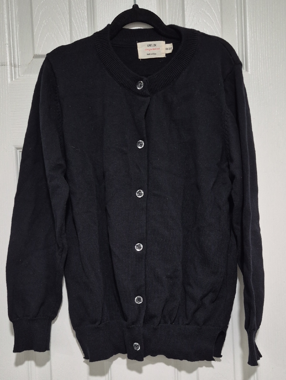 Umelok Kids Black Button-Front Crewneck Cardigan